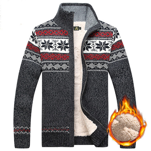 Title 5, Mens Sweater Warm Velvet Sweatercoat Winter Wo...