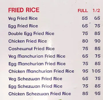 Sri Sai Siri Food Court menu 
