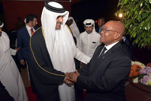 President Jacob Zuma welcomes the Emir of the State of Qatar, His Highness Sheikh Tamim Bin Hamad Al-Thani during a state visit to the Republic of South Africa. Picture Credit: GCIS