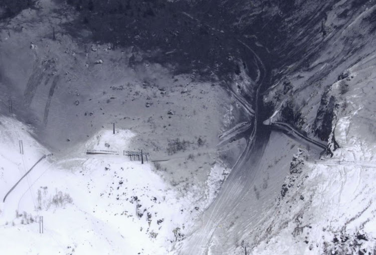 A ski slope which damaged by Mt. Kusatsushirane's volcanic ashes is seen in this photo taken from a Kyodo News helicopter on January 23, 2018, in Gunma Prefecture, northwest of Tokyo.