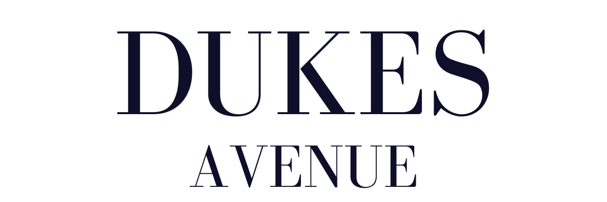 Dukes Avenue Banner Logo with Blue Text