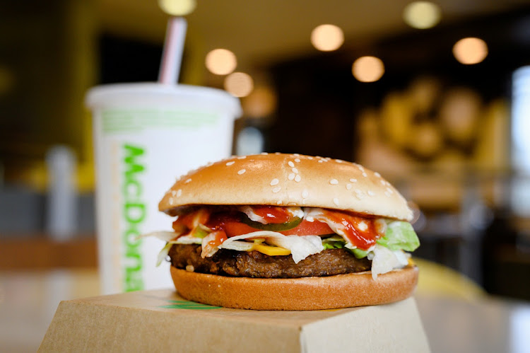 A McDonald's "PLT" burger with a Beyond Meat plant-based patty at one of 28 test restaurant locations in London, Ontario, Canada October 2, 2019. Picture: REUTERS / MOE DOIRON