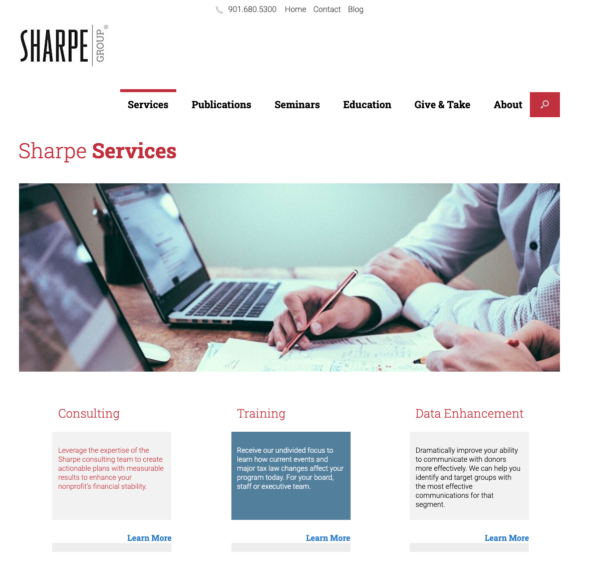 Sharpe Groupe service page example