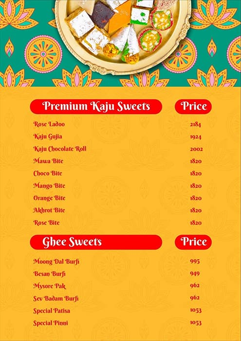 Halwaivala Sweets menu 