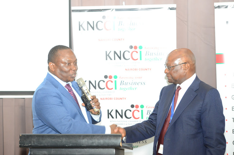 KNCCI outgoing chairman congratulates successor Jimnah Mbaru who defeated him. Presidential poll on May 28