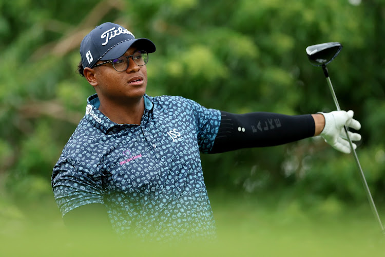 Robin Williams of South Africa tees off on the 18th hole on day one of the Alfred Dunhill Championship at Leopard Creek Country Club in Malelane on Thursday.