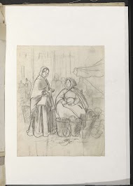 Marktscène met fruitverkoopster