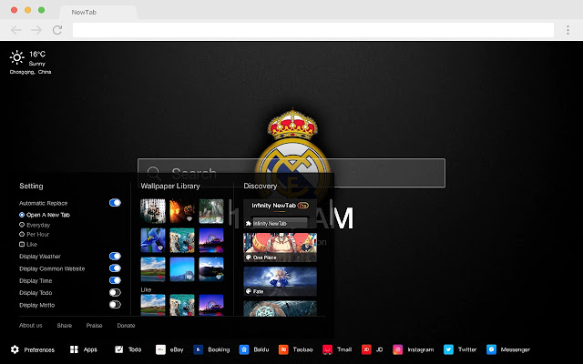 Real Madrid New Tab HD Wallpapers Theme