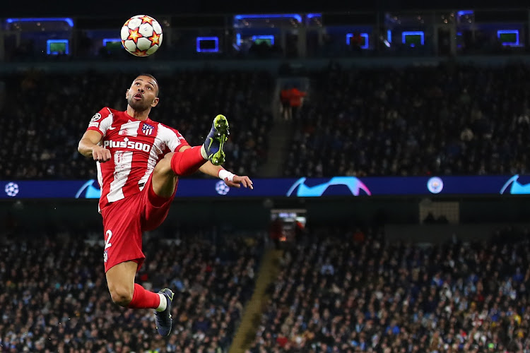 Renan Lodi of Atletico Madrid during the Uefa Champions League quarterfinal first leg match against Manchester City at City of Manchester Stadium on April 5 2022.