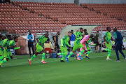 Marumo Gallants players warming up for a game against Kaizer Chiefs at FNB Stadium.