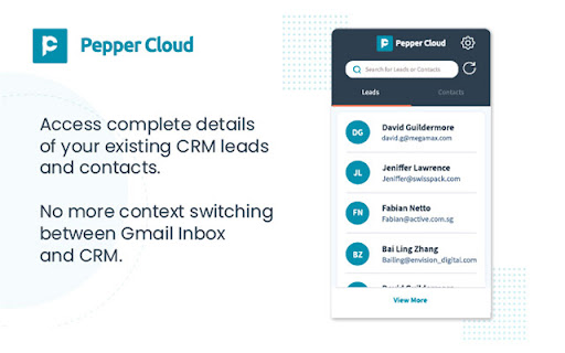 Pepper Cloud CRM Chrome Extension