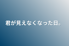 君が見えなくなった日。