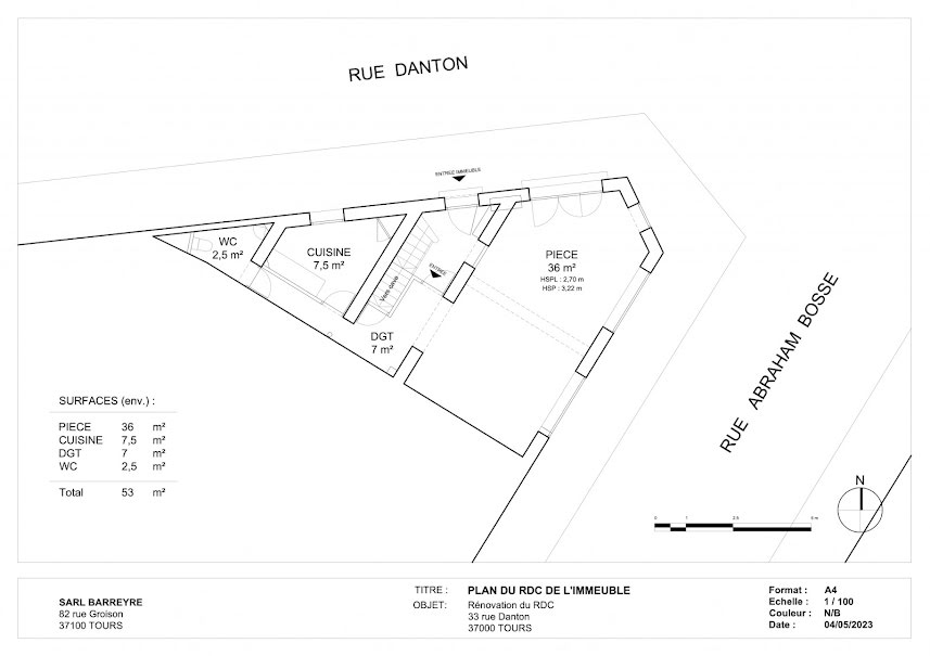 Vente locaux professionnels  53 m² à Tours (37000), 88 000 €