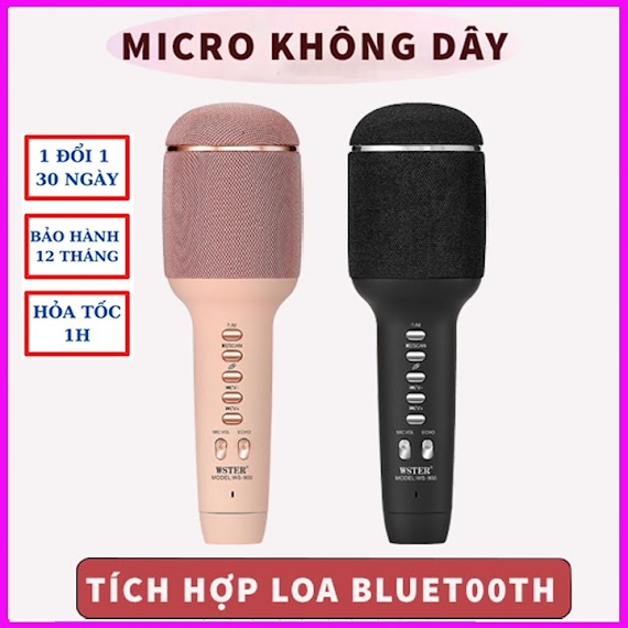 Micro Karaoke Bluetooth Không Dây Hát Với Mic Cầm Tay Ktv Ws - 900 Nâng Giọng Cực Chất, Loa Blutut Kara Đa Năng