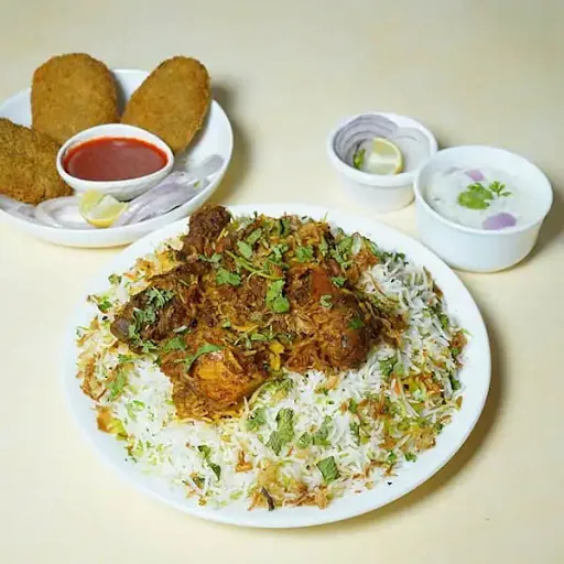Chicken Hyderabadi Dum Biryani With Cutlet
