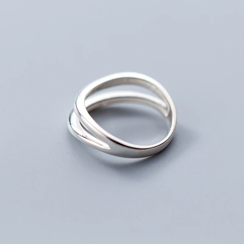 Anel de linha dupla estilo japonês e coreano, com linhas simples e design minimalista, perfeito para um toque elegante no dia a dia.