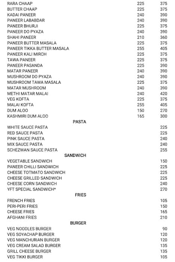 Bholi Punja-Bun menu 