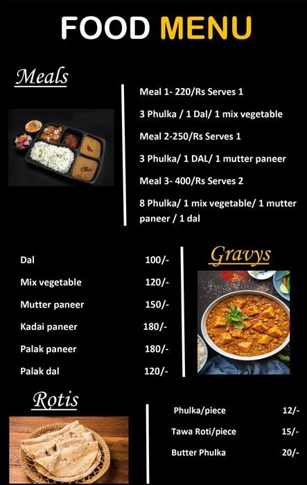 Rice And Rotti menu 