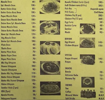 Mgm South Indian Restaurant menu 