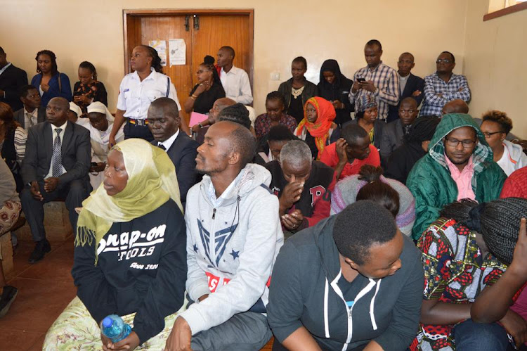 A section of the suspects in Kiambu law courts on Wednesday.