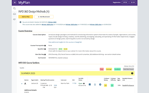 RateMyProf Assistant for UW MyPlan