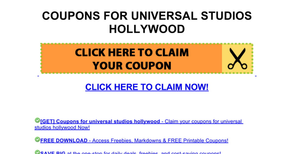 coupons for universal studios hollywood Google Docs