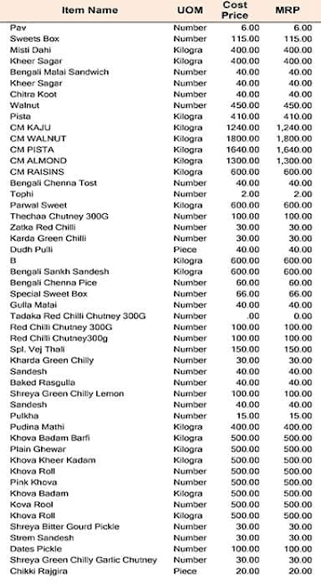 Pandit Ji Pan Waale menu 