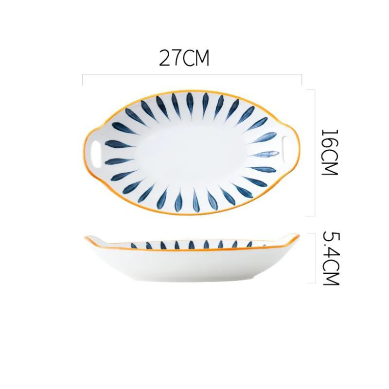 Creative Household Binaural Oval Ceramic Plate