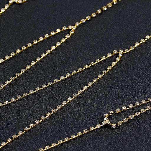 Title 9, Rhinestone Waist and Abdomen Leg Chain for a gl...