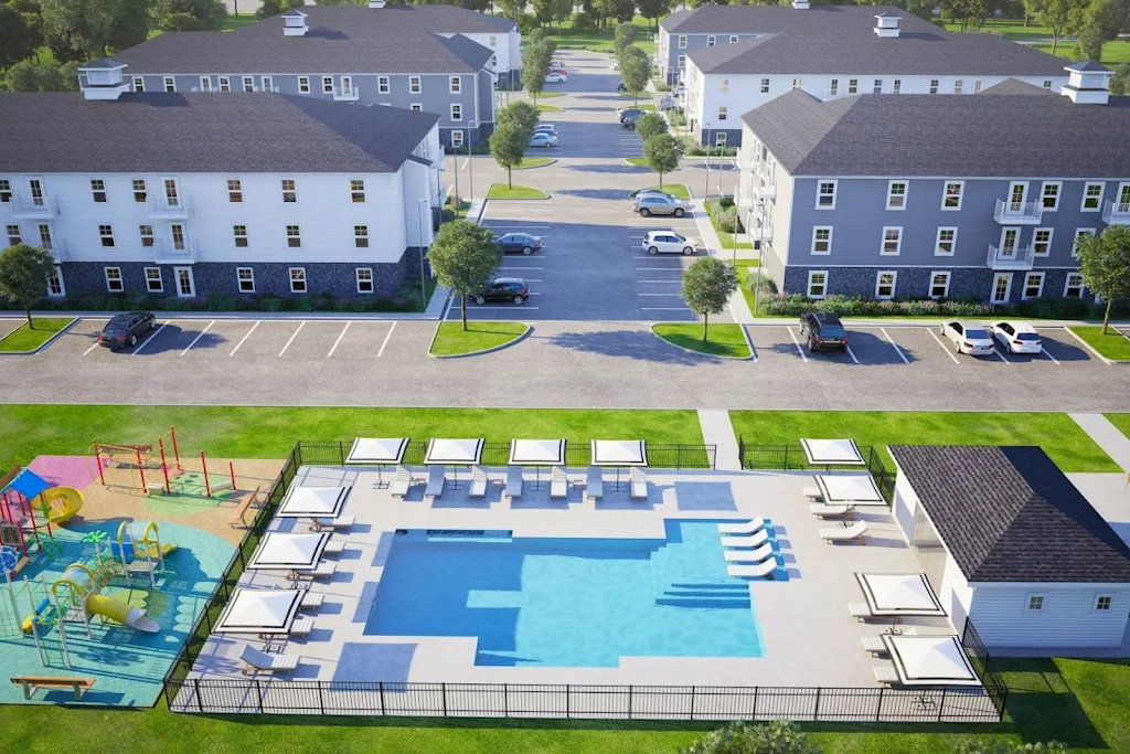 Aerial view rendering of Legacy at Baldwin Ridge Apartments's pool