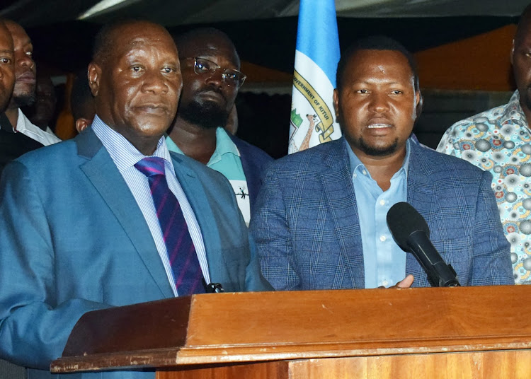 Kitui Governor Julius Malombe and the Kitui County Assembly speaker Kevin Katisya.