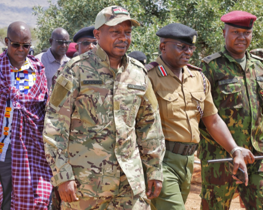 Interior CS Kindiki Kithure on a tour of Lokichogio and Nadapal to access the security situation on January 27,2023.