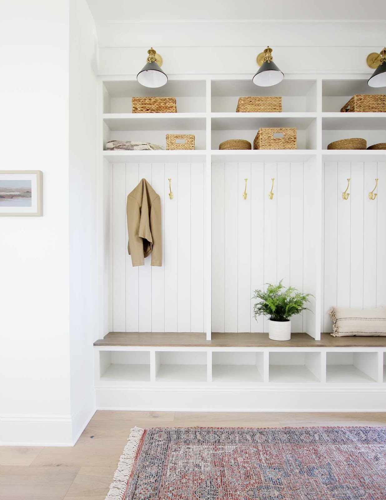 White DIY Mudroom Locker Cubby