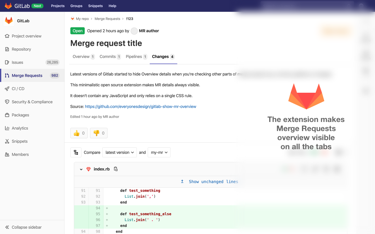 Show MR overview in Gitlab Preview image 1