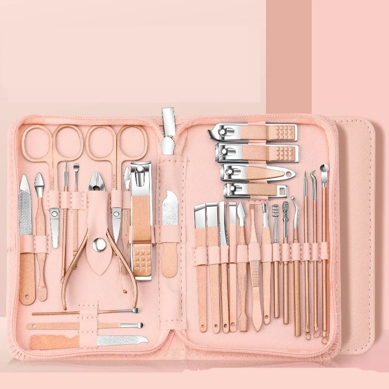 Set Completo Tagliaunghie 30 Pezzi Acciaio Inox Forbici e Tronchesine per Unghie Cura Professionale Mani e Piedi Kit Manicure