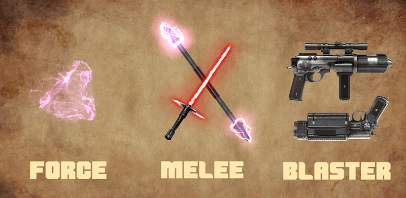 Lightsaber & Blaster & The Force & other weapons