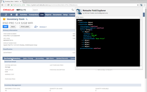 NetSuite Field Explorer