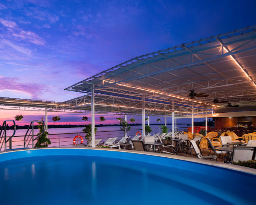 The pool deck aboard AmaDara, located on deck 3 forward. 