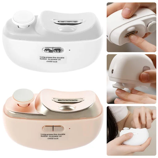 Electric Automatic Nail Clipper USB Rechargeable Fingernail Trimmer with Light Adjustable Speed Fingernail Cutter and Po