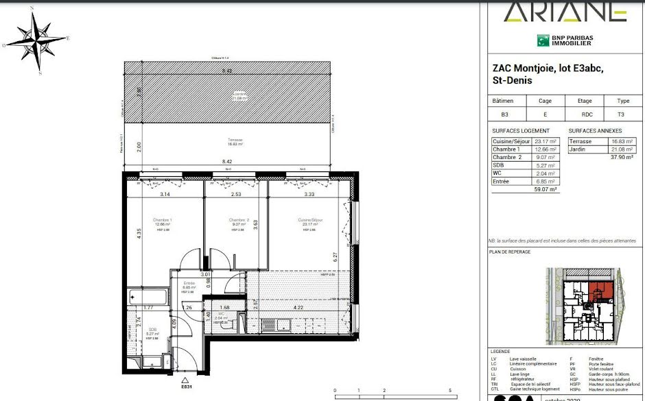 Vente appartement 3 pièces 59.07 m² à La plaine saint denis (93210), 318 000 €