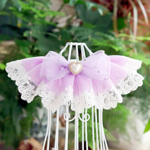 Pretty Cat Saliva Towel Reusable Faux Pearl Decoration All-matched Pet Cat Dog Bowknot Neckerchief Pet Collar Dress Up