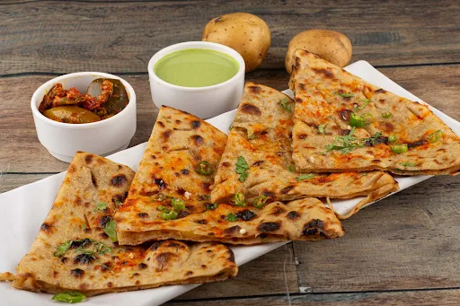 Aloo Paratha + Cheese Paratha + Curd