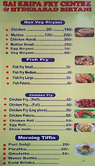 Sai Kripa Fry Center & Hyderabadi Biryani menu 1