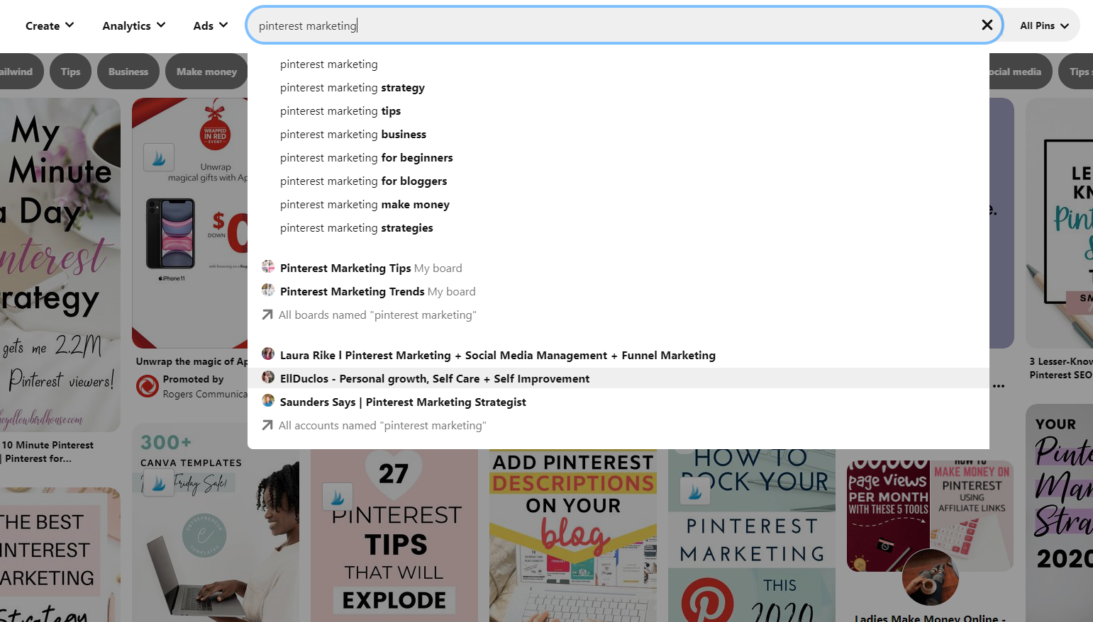 pinterest search