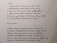 Mama Bhanja Parathe Wale menu 1