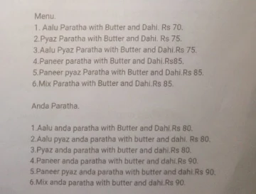 Mama Bhanja Parathe Wale menu 