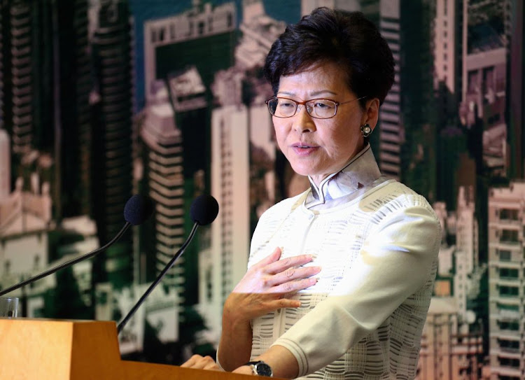 Hong Kong chief executive Carrie Lam speaks at a news conference in Hong Kong, China, on June 15 2019. On Sunday, June 16 she issued a rare apology to the people of Hong Kong one day after she indefinitely delayed the extradition bill.