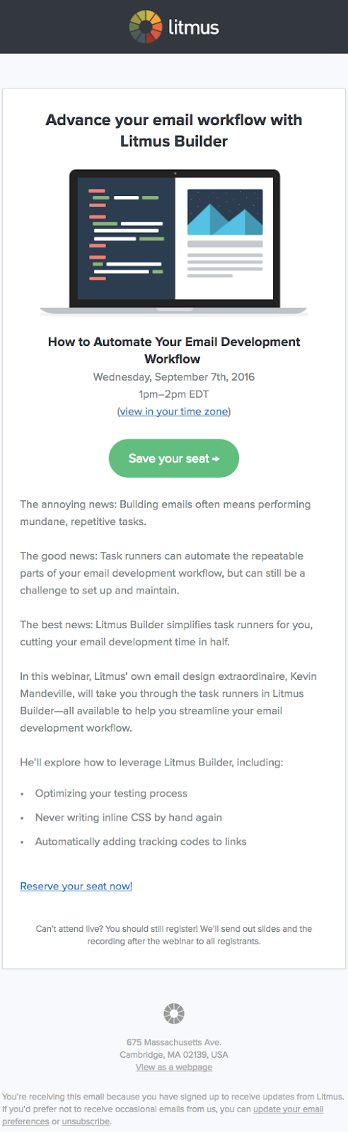 lead nurturing email example from litmus