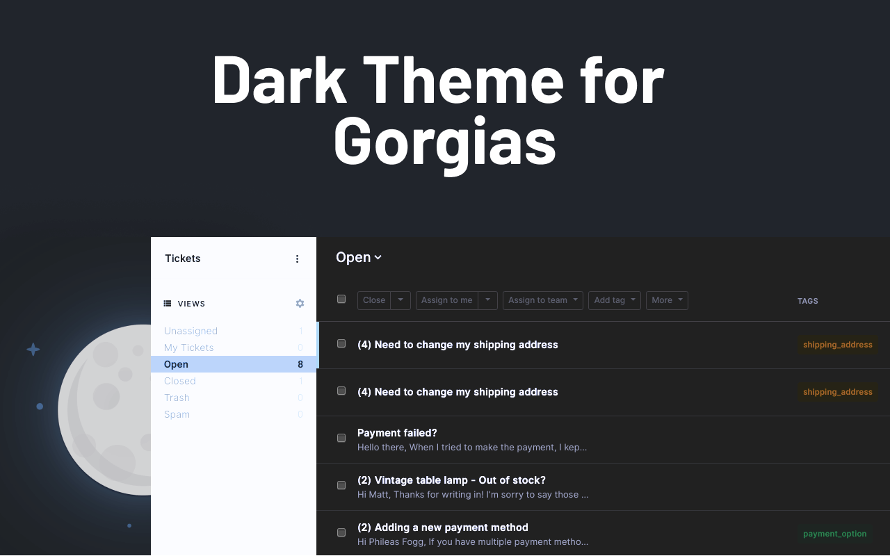 Dark mode for Gorgias Preview image 3