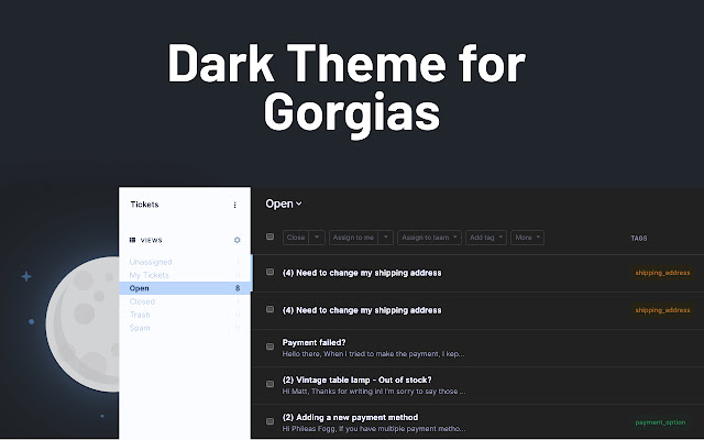 Dark mode for Gorgias chrome extension